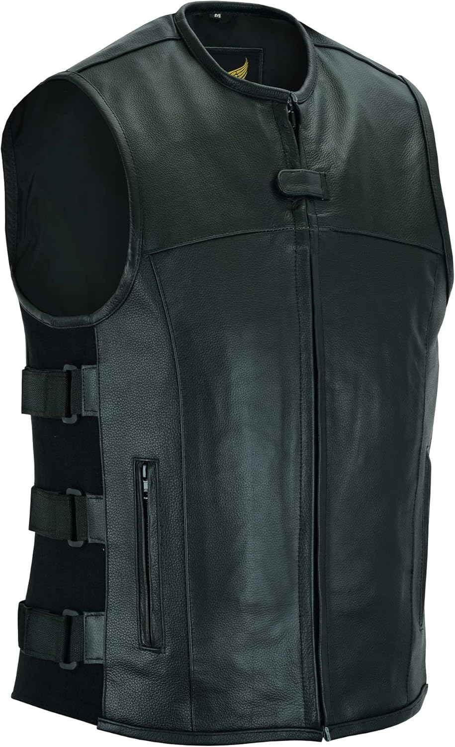 Leatherick Mens Warrior Style Leather Motorcycle Vest with Pockets