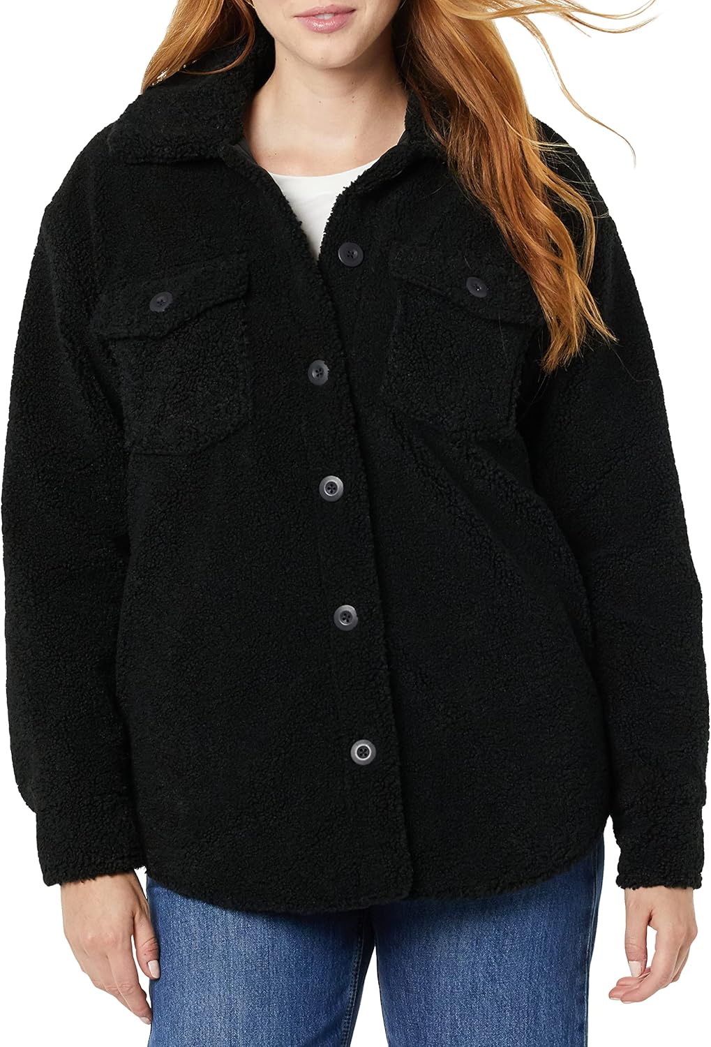 Oversized Teddy Sherpa Shirt Jacket for Women - Cozy Layering