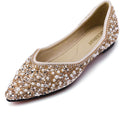 Women's Rhinestone Pointed Toe Pearl Diamond Flats (Style YGS7)
