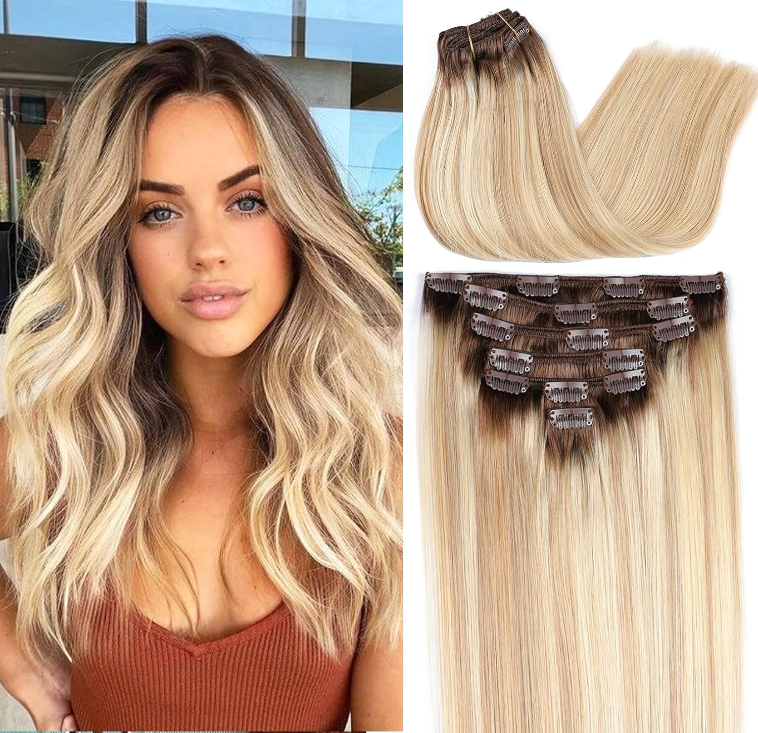 ORIGEN Clip in Hair Extensions for Women - 20in Remy Hair