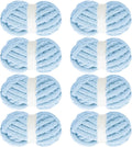 Chunky Yarn for Crocheting 8 Pack - Sky Blue Fluffy Jumbo Chenille