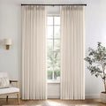 Pinch Pleated Linen Curtains 96 in Panels - Semi Sheer Privacy