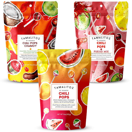 Tamalitoz Chili Pops Variety: Original, Chamoy & Fuego Mix