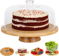 6 in 1 Large Bamboo Wood Cake Stand with Lid - Multiuse Display Stand
