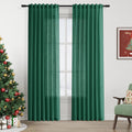 Emerald Green Linen Curtains 84 in Length 2 Panels Set - Light