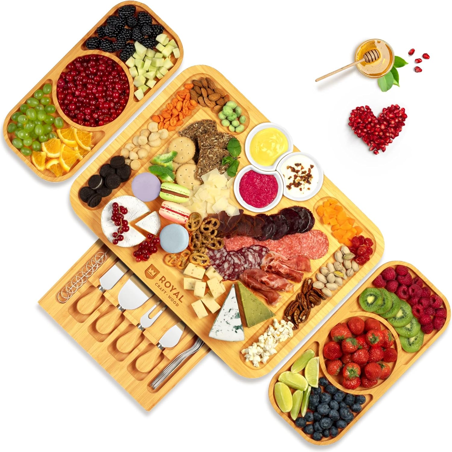 Bamboo Cheese Board and Knife Set for Charcuterie Lovers