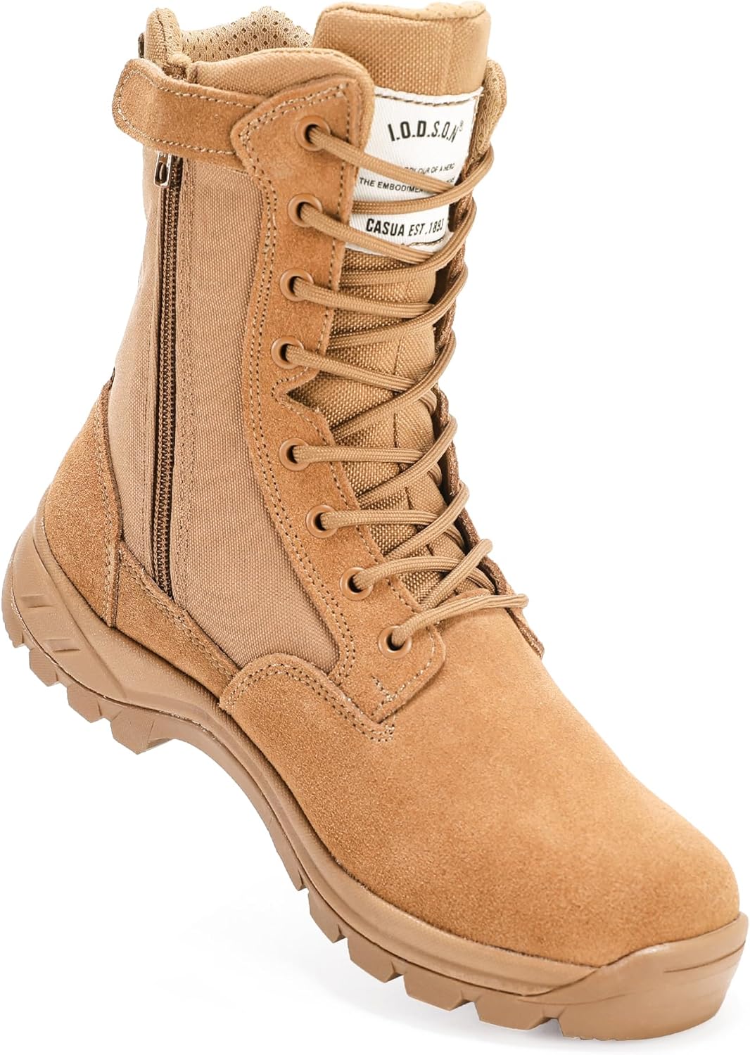 Men's Military Tactical Work Boots with Side Zipper for Comfort