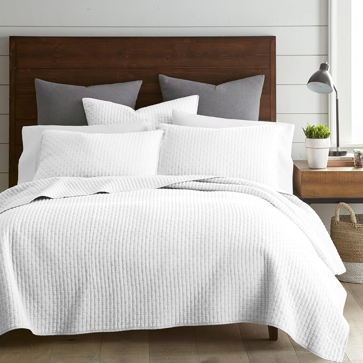 Levtex Home Cross Stitch King Size Quilt Set for Elegant Bedrooms