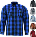 Men's Motorcycle Shirt Plaid Biker Flannel Jacket - Protective, Water