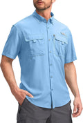 Pudolla Men's Fishing Shirts Short Sleeve Button-Down - UPF50 Sports