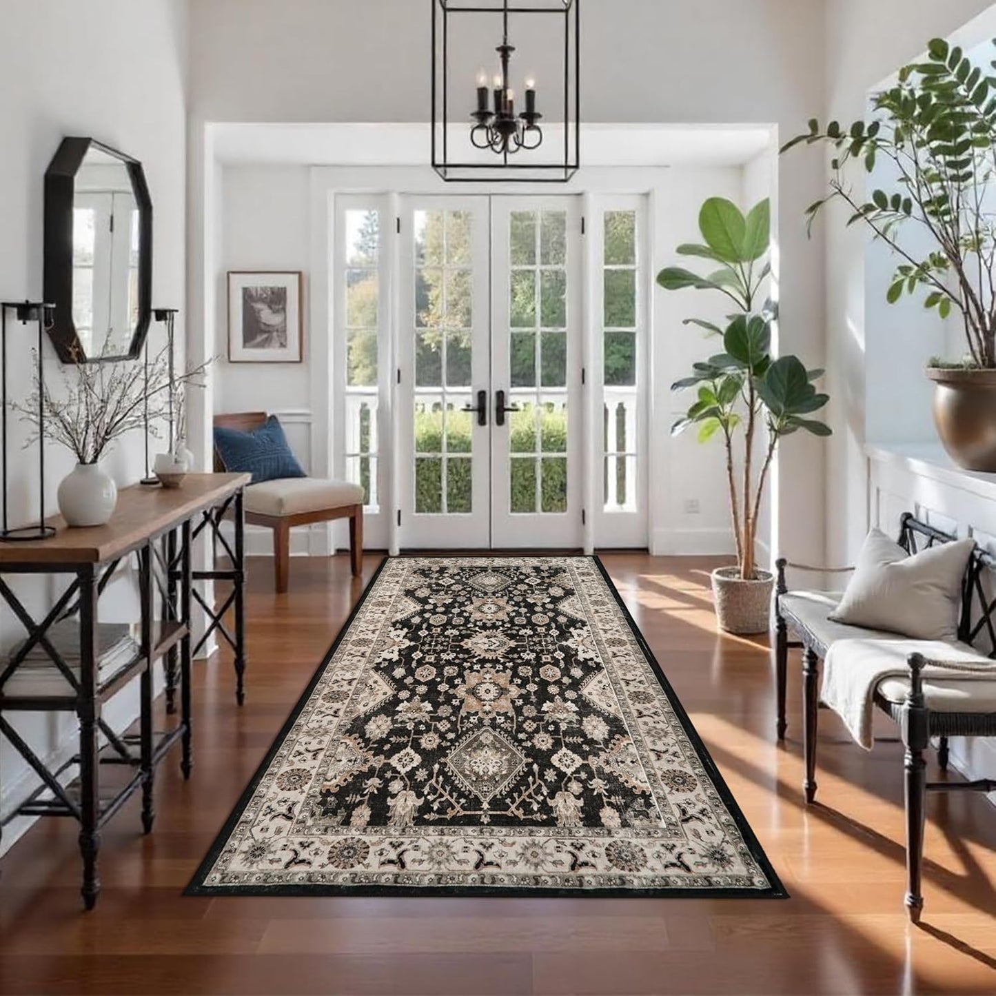 Washable Hallway Runner Rug 4x8: Soft Non Slip Kitchen Rug