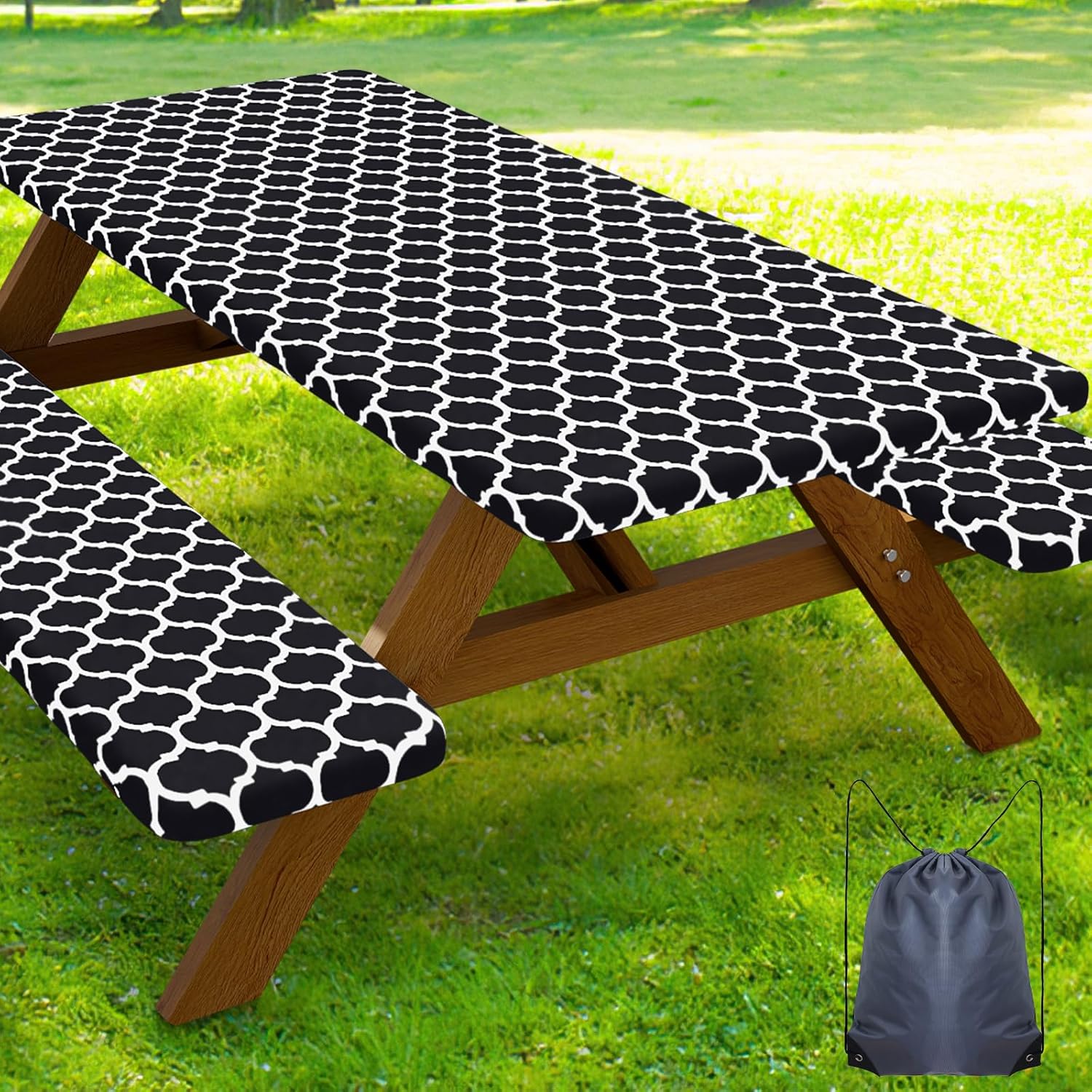 Smiry Picnic Table Cover Set for 8 Foot Tables and Benches