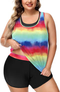 Women Plus Size 3 Piece Tankini Swimsuit Set - Athletic Black