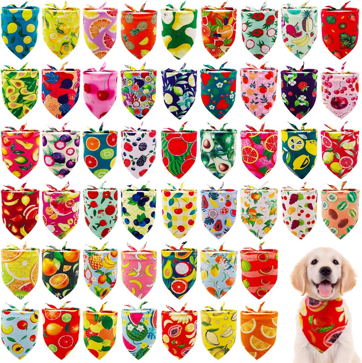 100PCS Dog Bandanas Bulk Fruit Summer for Small Medium Dogs