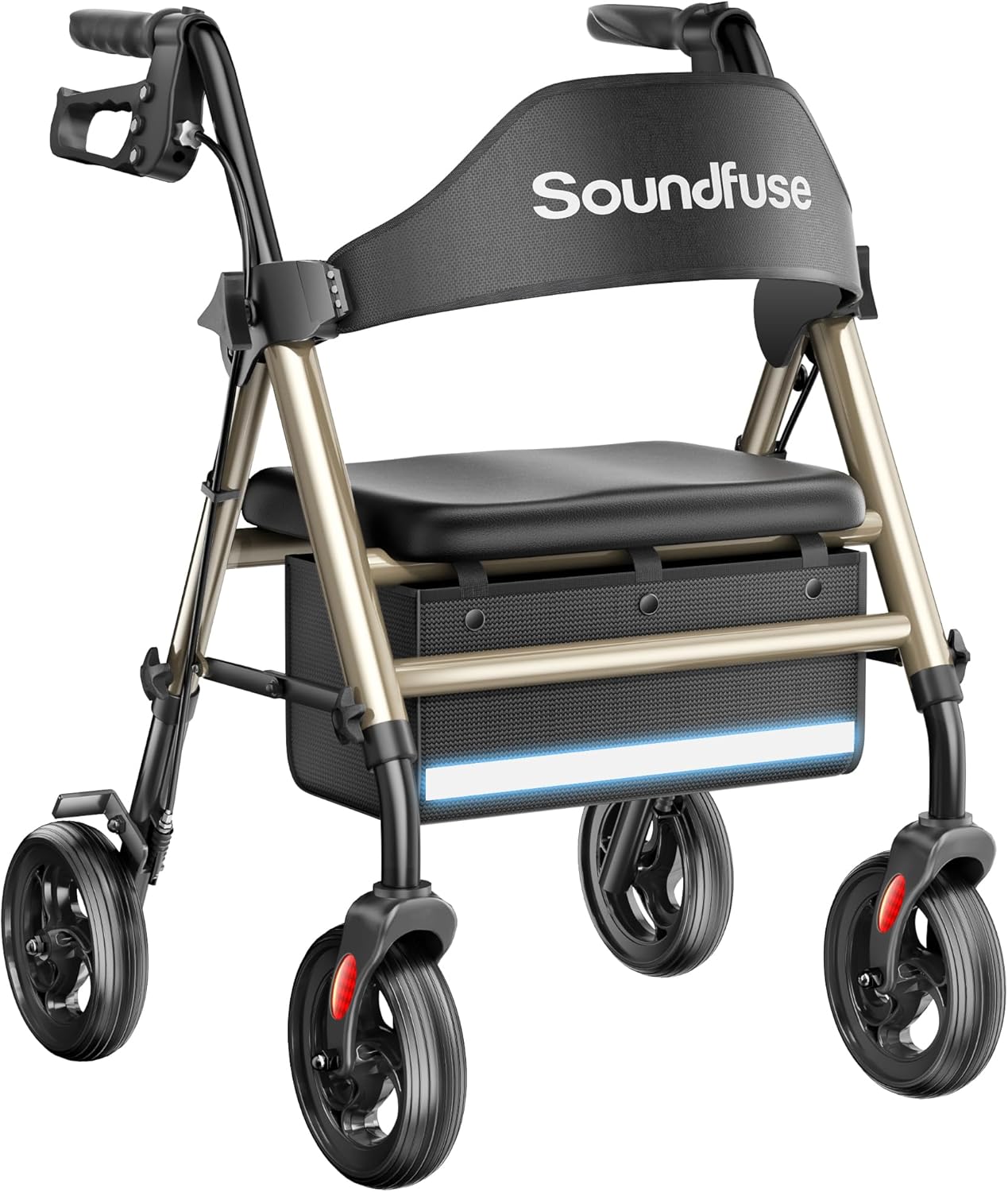 Rollator Walkers with Seat for Seniors - All Terrain 8in Wheels