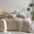 Striped Duvet Cover Set Twin - Soft Washed Cotton, Linen Look