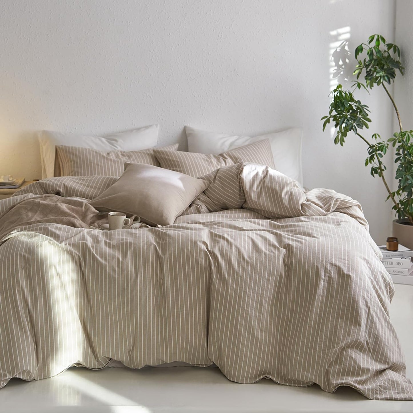 MooMee Striped Duvet Cover Set for King Size Comfort and Style