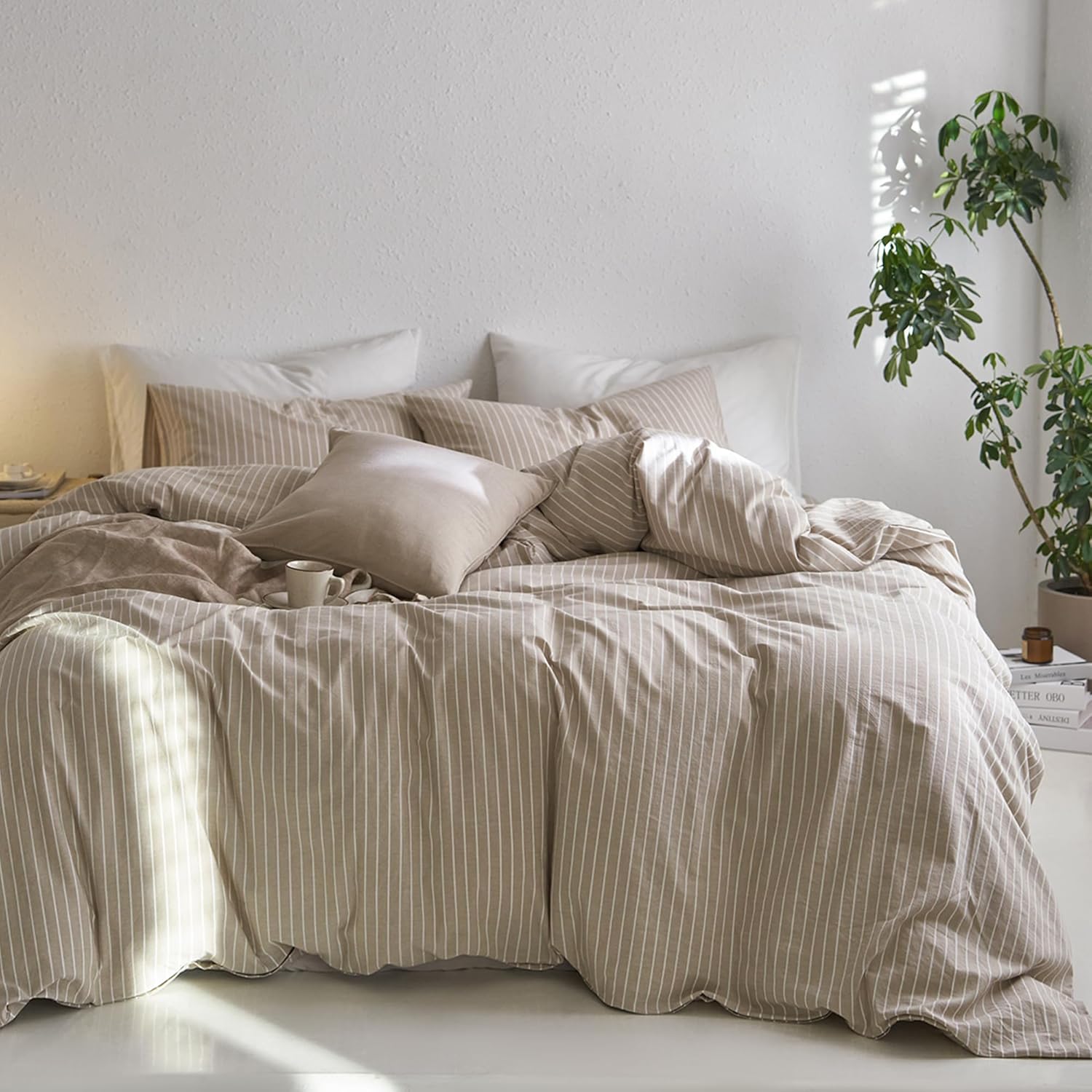 MooMee Striped Duvet Cover Set for King Size Comfort and Style