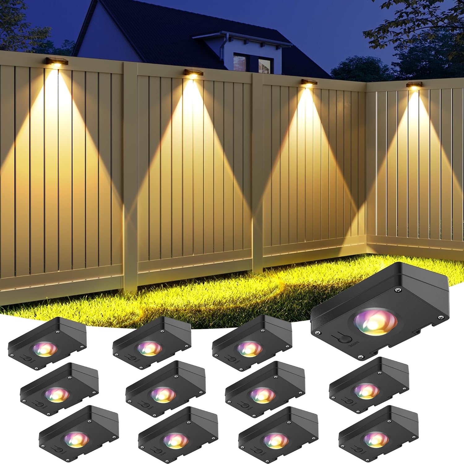 VOLISUN Solar Fence Lights - Color Changing LED for Outdoor Use