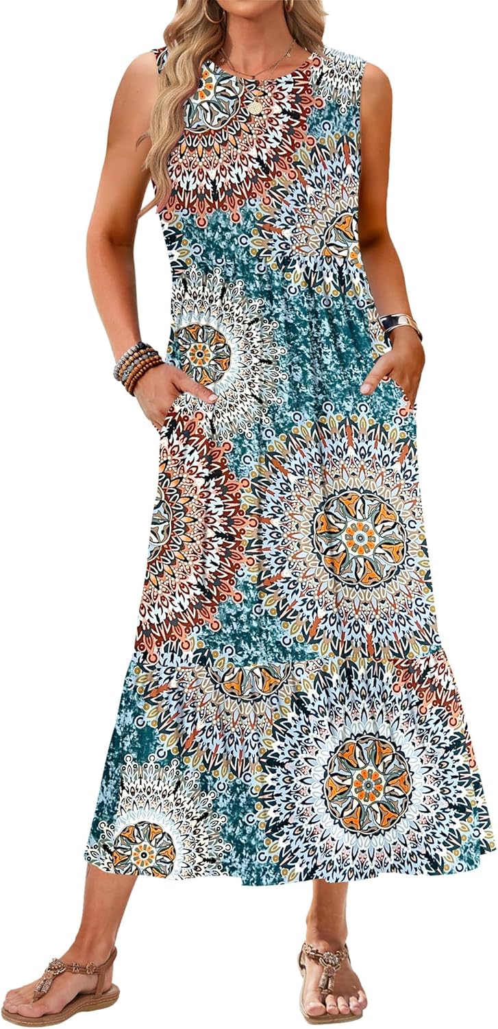 AUSELILY Womens Summer Dresses 2025 Casual Flowy Maxi Dress