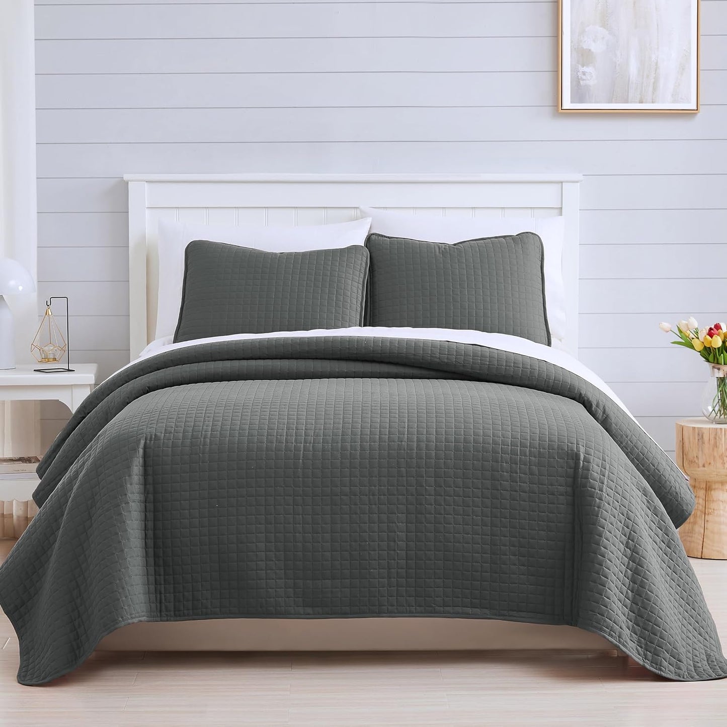 Oversized King Quilt Set by Southshore Fine Living, Grey Comforter
