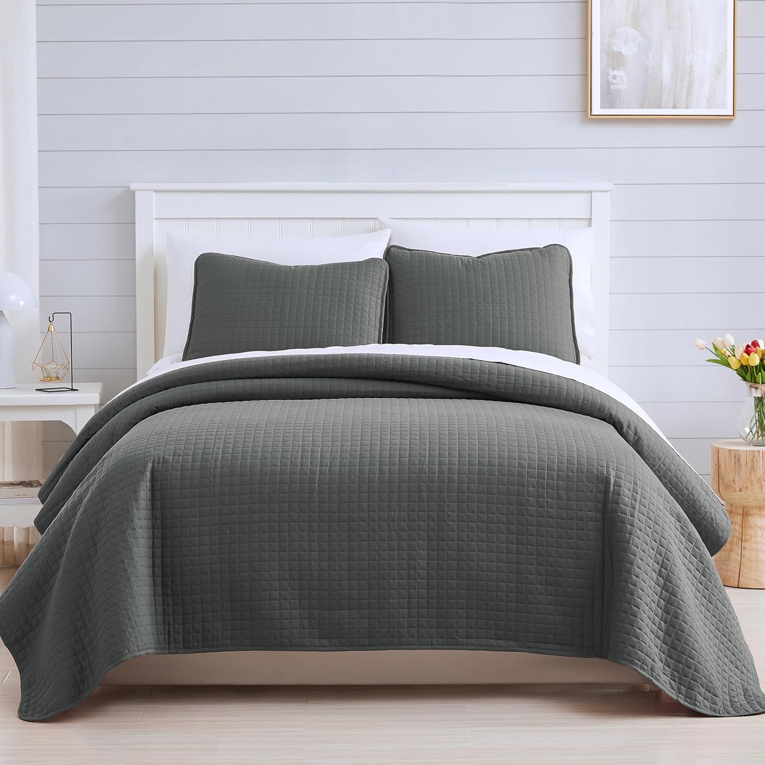 Oversized King Quilt Set by Southshore Fine Living, Grey Comforter