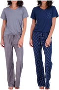 Women's Pajama Set 2 Pack - Short Sleeve with Pocket or Long Sleeve in