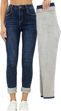 Women's Fleece Lined Winter Jeans - High Waisted Slim Fit