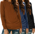 OFEEFAN Womens Long Sleeve Crew Neck 3-Pack Basic Tee - Fall 2024
