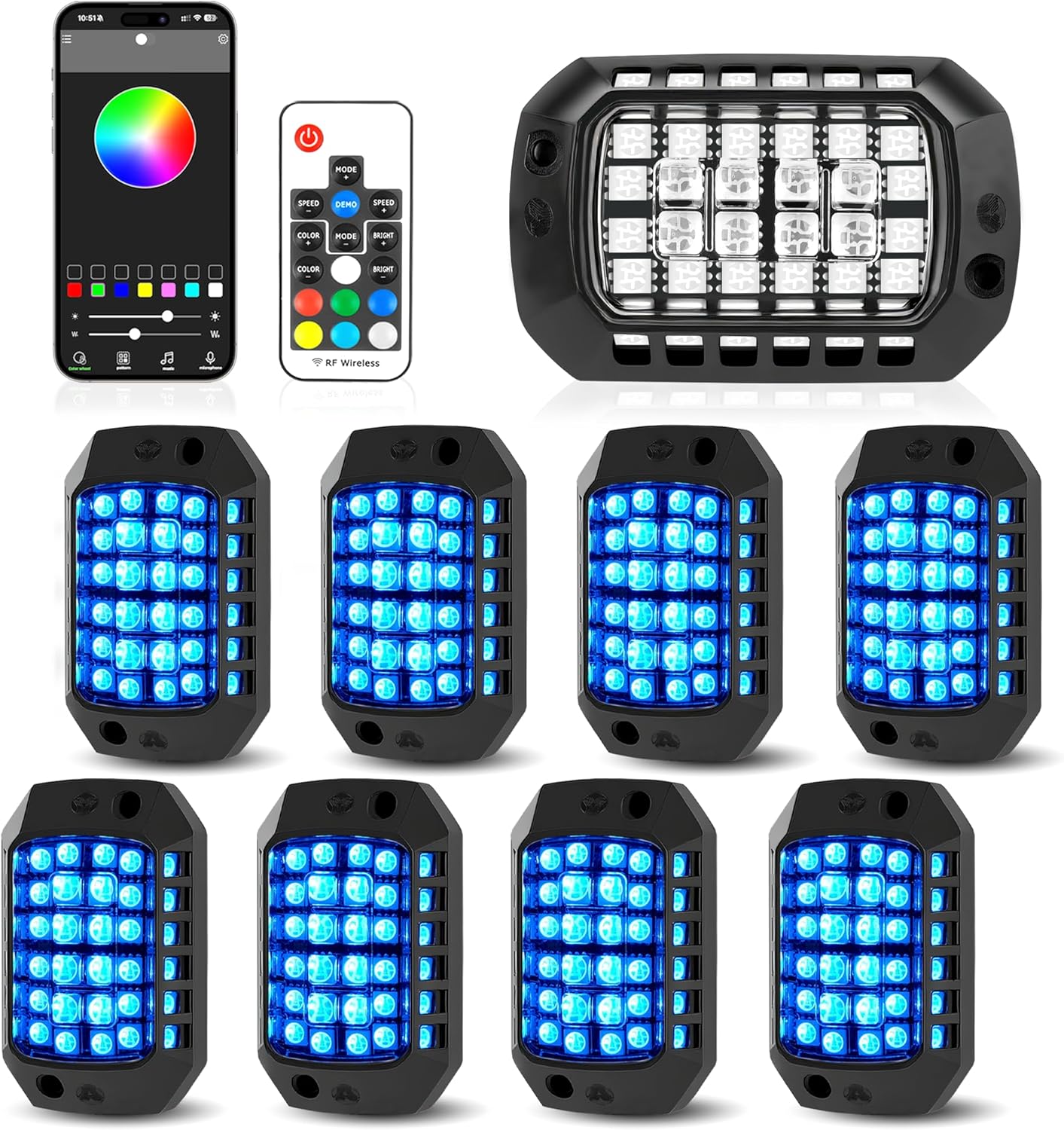 RGB Rock Lights with 36 LEDs for Trucks, Jeep, UTV, and More