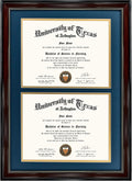 Double Diploma Frame 14x20 with Navy over Gold Mat - Elegant Display