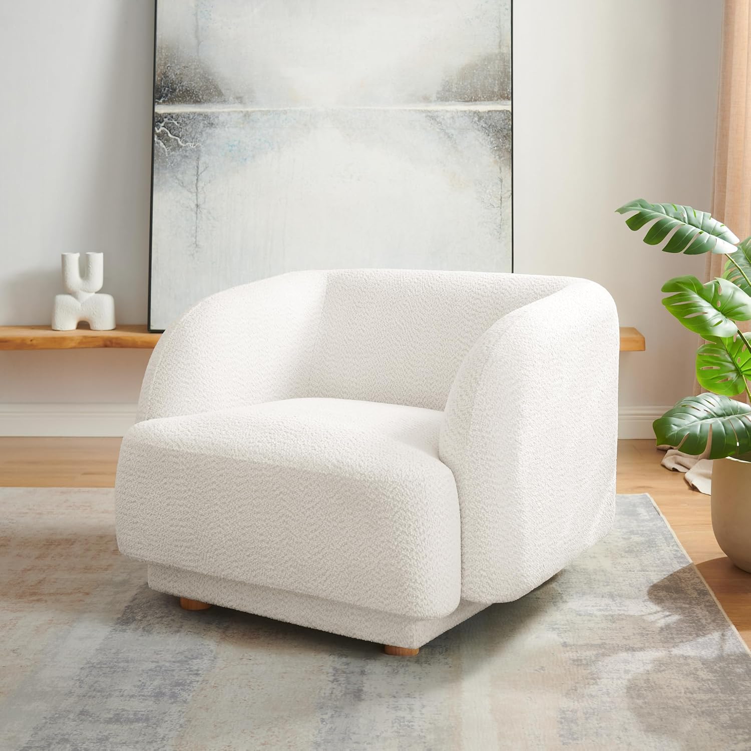 VANOMi Modern White Accent Chair - Comfy & Stylish