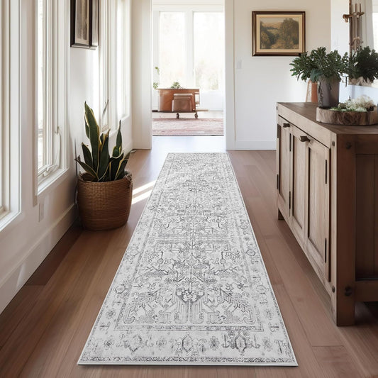 Jinchan Runner Rug 2x12 Vintage Washable Floral Print Carpet