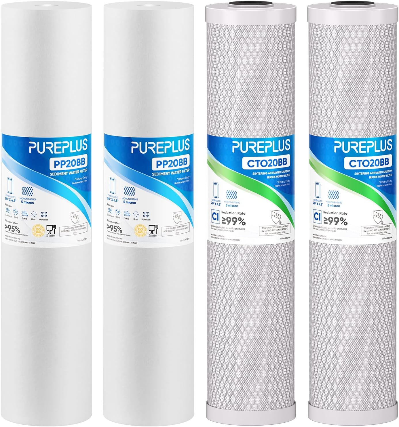 PUREPLUS 5 Micron Whole House Water Filter Cartridge Kit