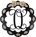 Letter O Monogrammed Door Hanger - Black with Burlap Bow