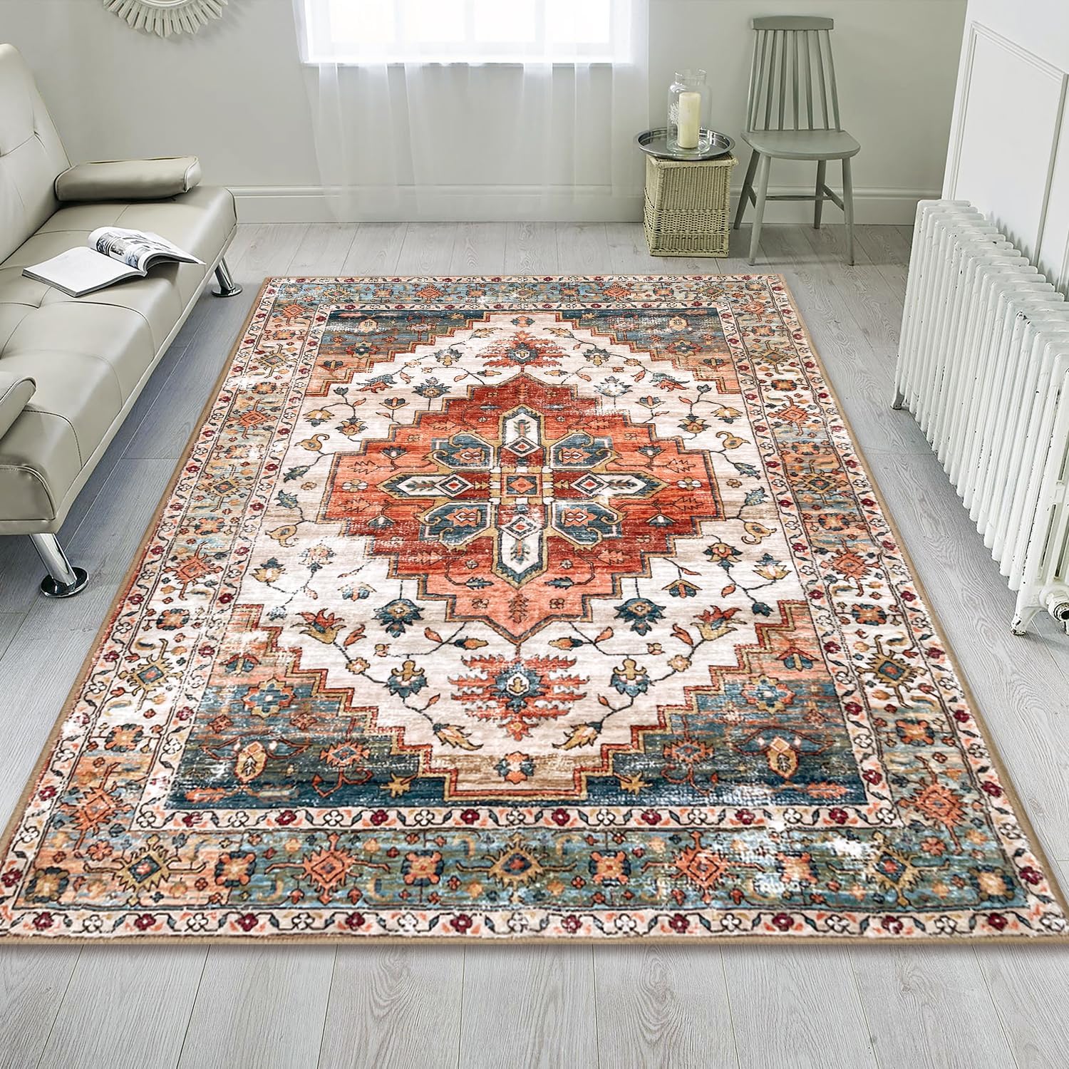Vintage Soft 5x7 Area Rug with Non-Slip Backing