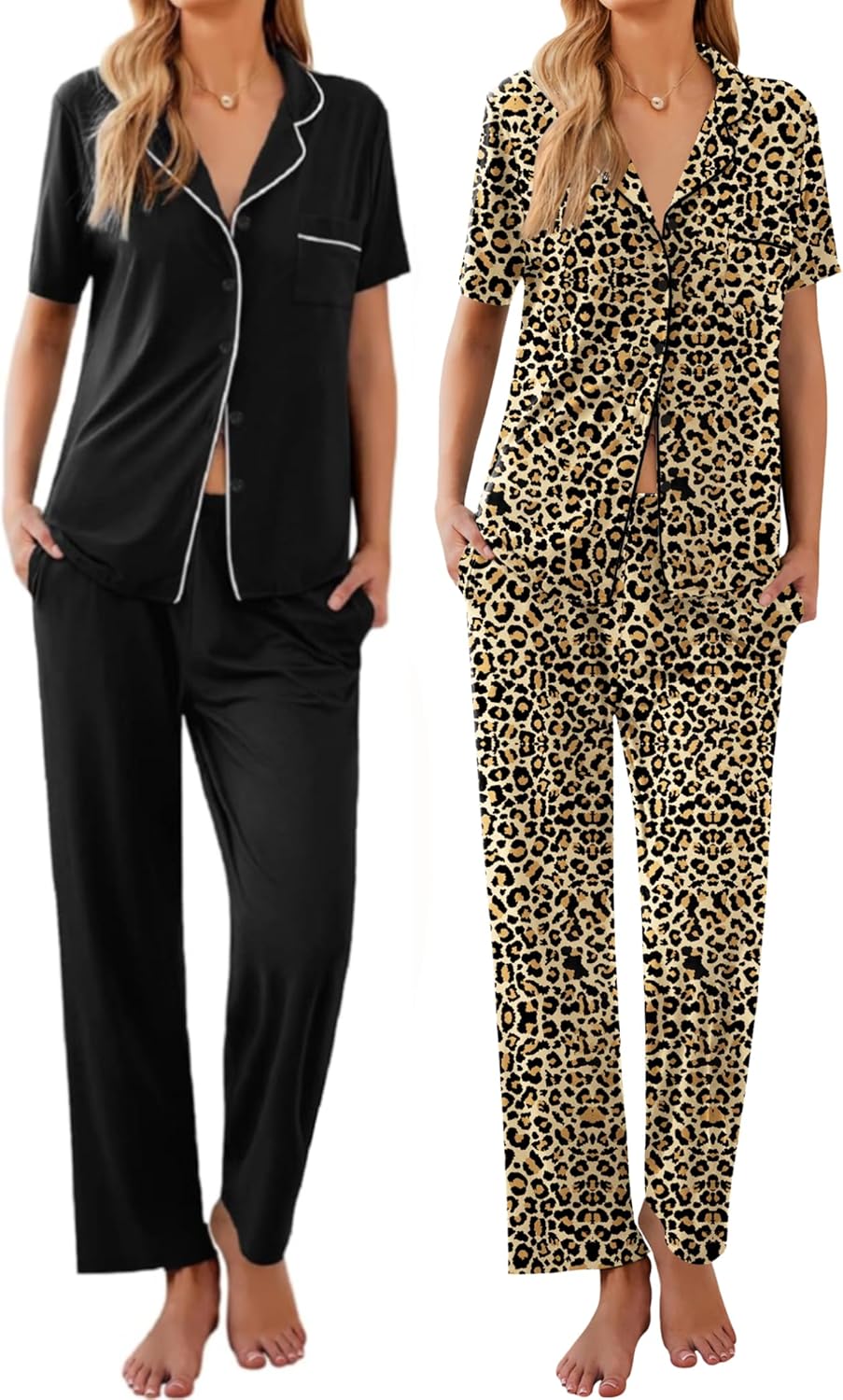 Ekouaer Womens Pajamas Short Sleeve Pjs Cozy Sleepwear Sets
