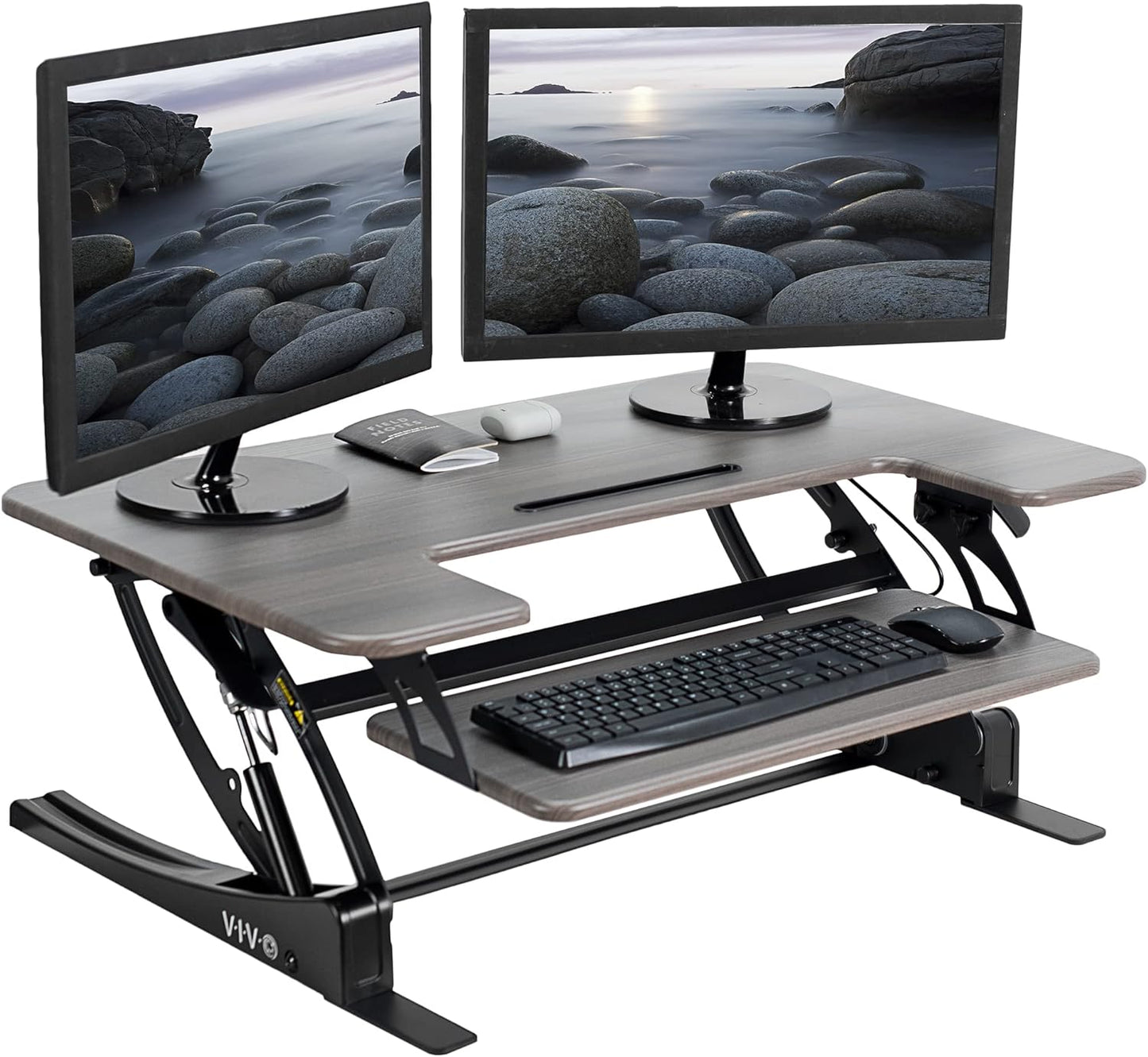 VIVO 36 Height Adjustable Stand Up Desk Converter - Quick Sit to Stand Dual Monitor Riser