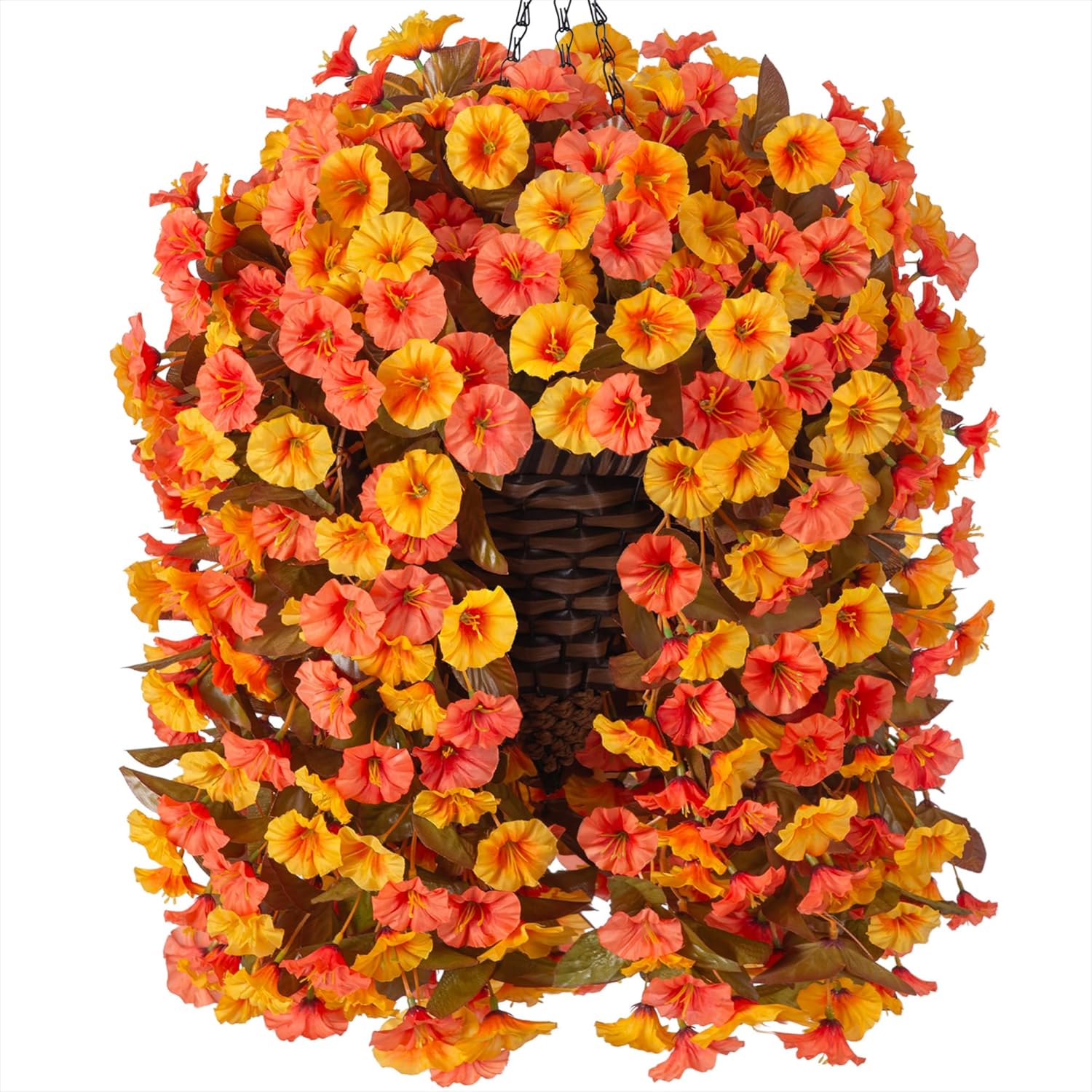 Artificial Fall Hanging Flowers Basket for Outdoor Decor
