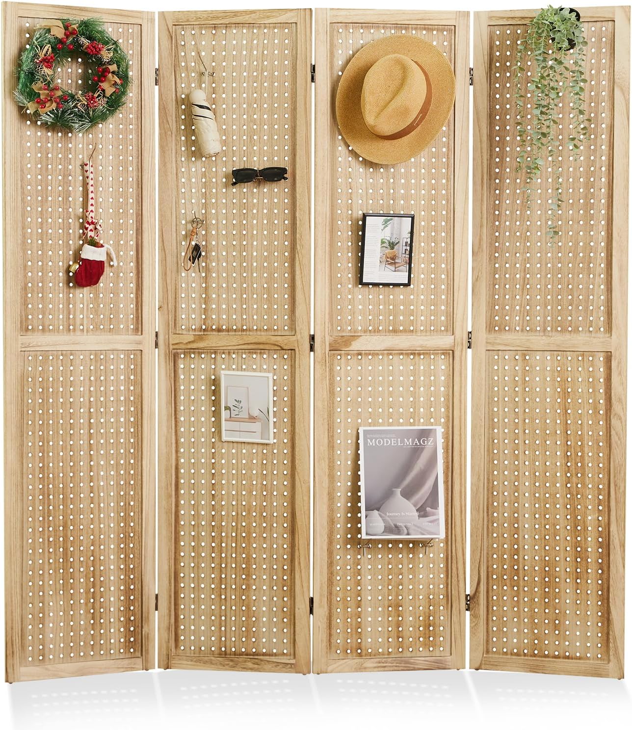 Pegboard Display for Craft Art, 5.6Ft Folding Privacy Screen