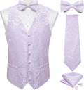 Men's Silk Paisley Vest and Necktie Set in Lavender - 6PC Formal Set