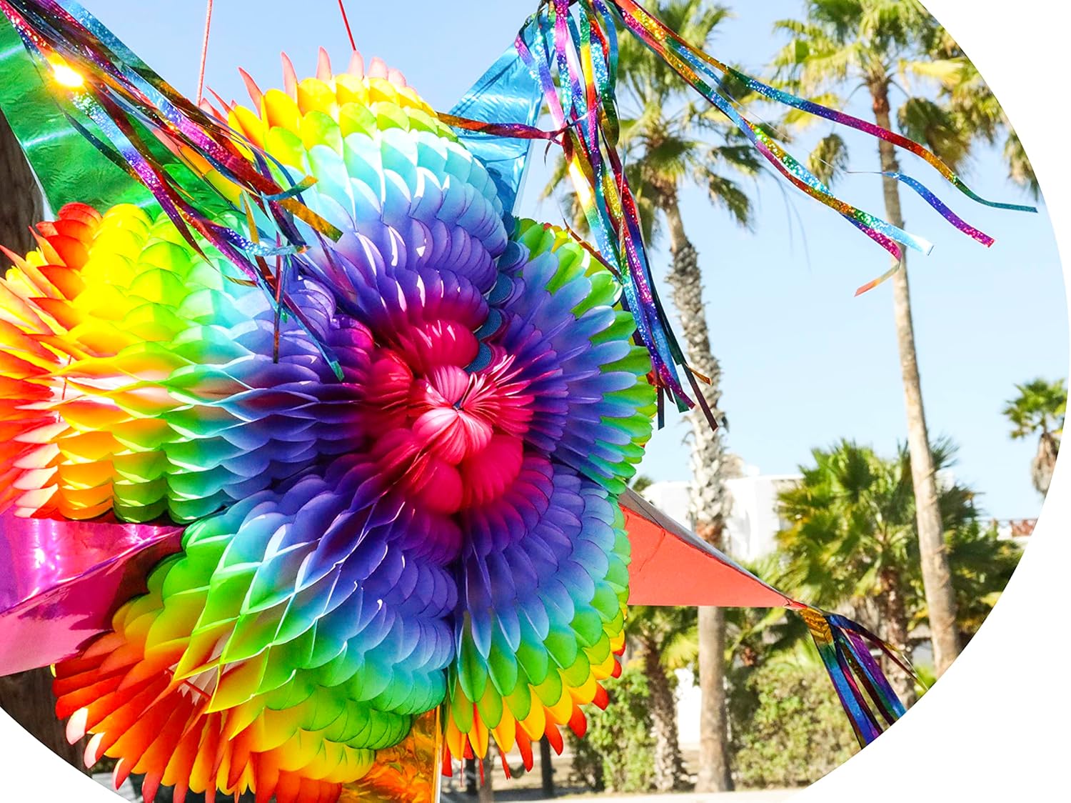 Celly Party 32 Inch Rainbow Mexican Star Pinata for Celebrations