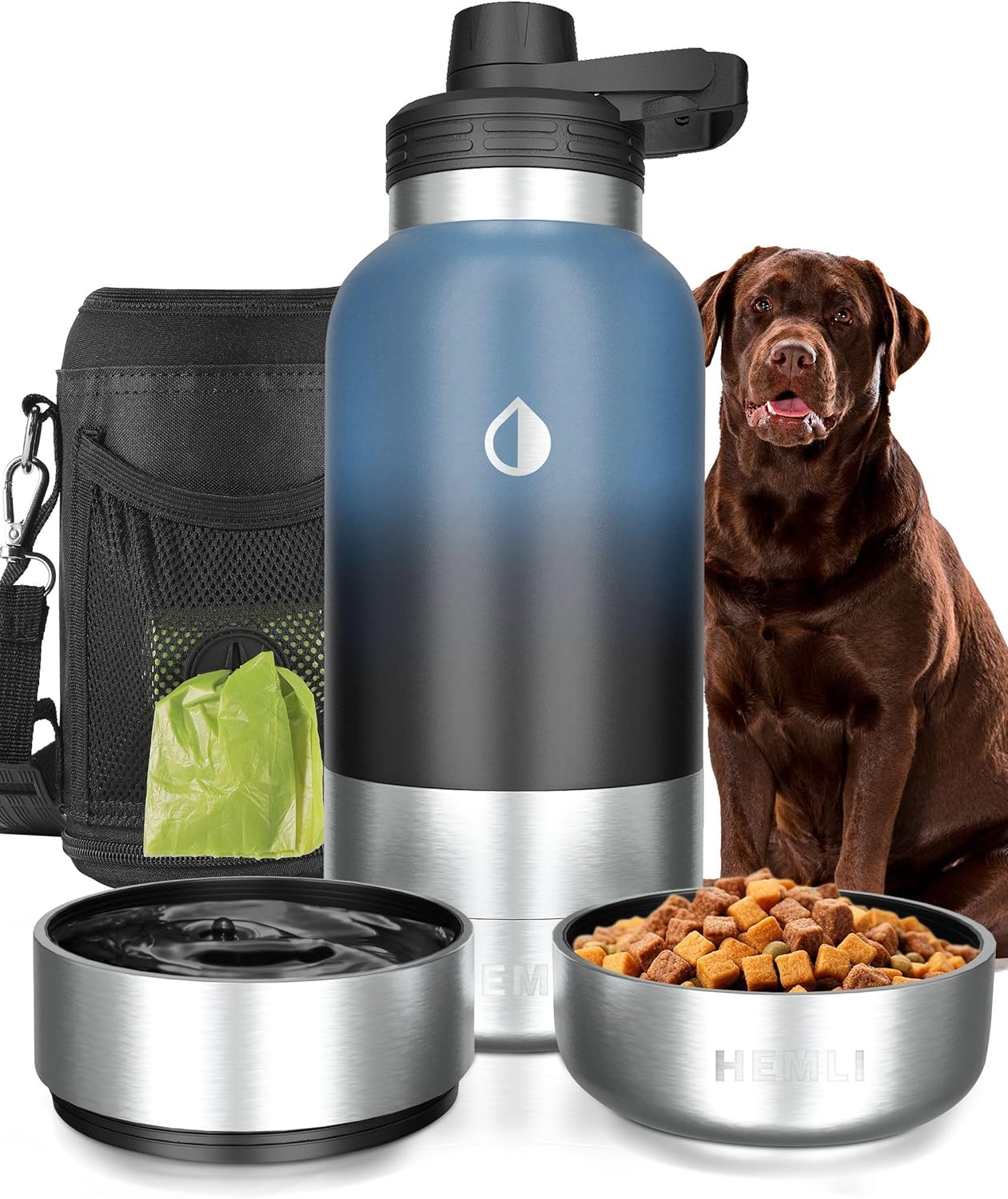 32 oz Portable Dog Water Bottle and Bowl for Hiking and Travel