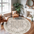 RUUGME Vintage 6ft Round Rug - Washable Boho Carpet for Home