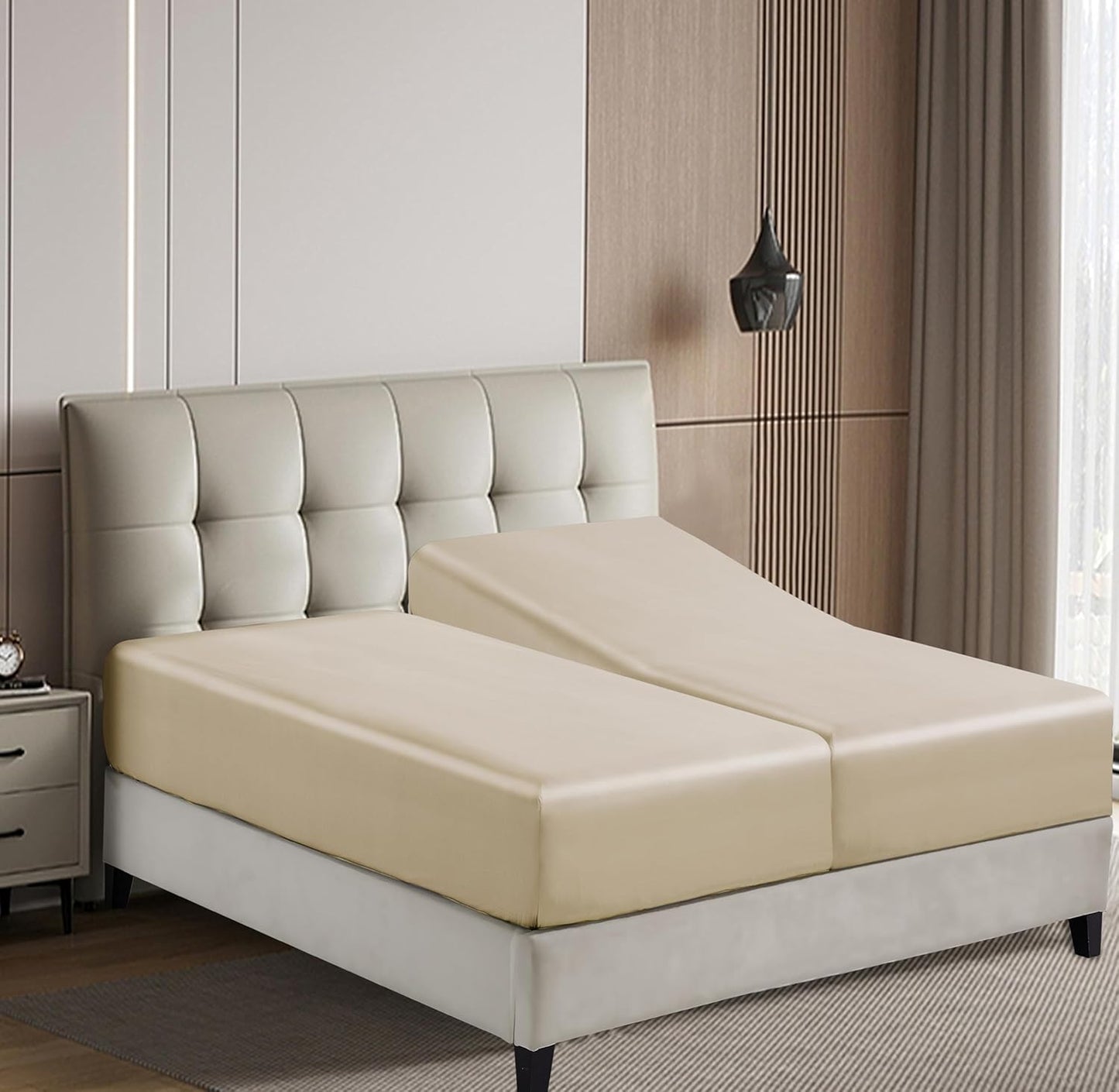 Split King Bamboo Viscose Fitted Sheet for Ultimate Comfort