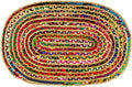 Hand Woven Reversible Jute & Cotton Multi Chindi Braid Rug - 4 x 6 ft