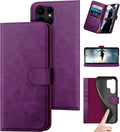 Purple Leather Wallet Case for Samsung Galaxy S25 Ultra - RFID Safe