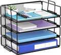 Stackable Letter Tray Paper Holder Desk Organizer - 4 Tier Black