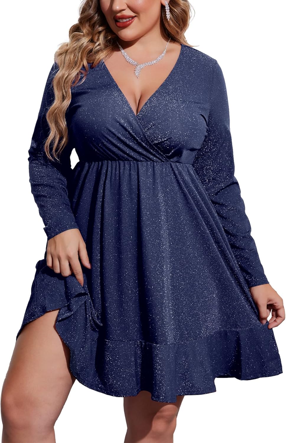 IN'VOLAND Plus Size Womens Glitter Dress for Every Occasion
