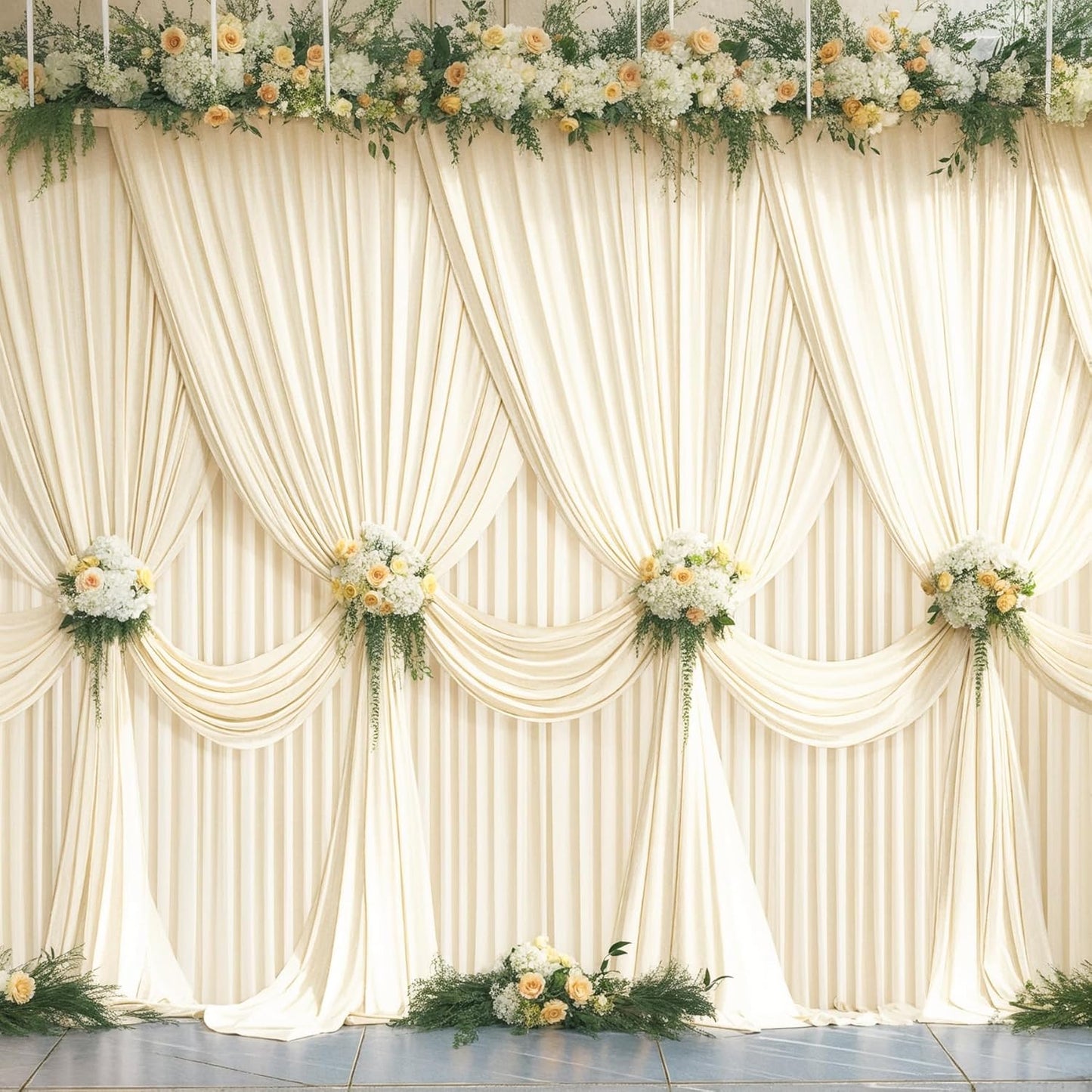 50ft x 10ft Wrinkle Free Champagne Wedding Backdrop Curtains
